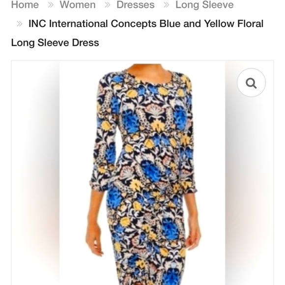 INC NWT Medium blue and yellow dress - Paid $89 at Macys - Picture 1 of 1
